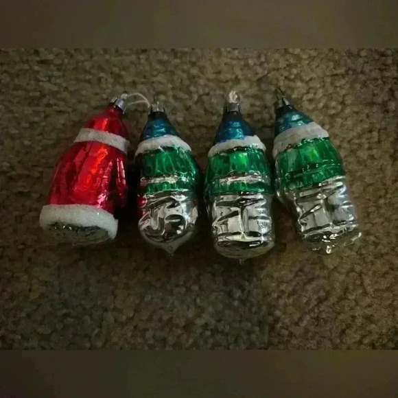 Vintage Mercury Glass Snowman And Santa Ornaments - Picture 6 of 8